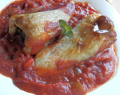Töltött paprika tespiben (hús nélkül)