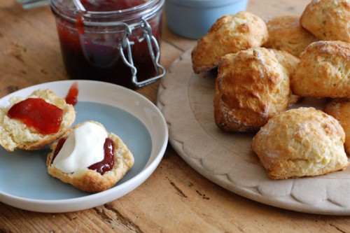 Scones with cream and jam