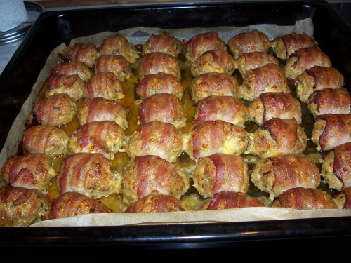 Fasirt baconba csavarva