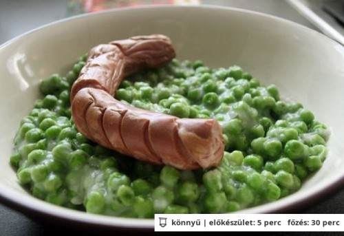 Borsófőzelék sült virslivel recept