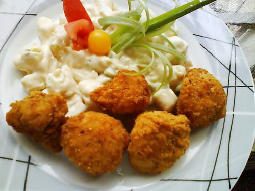 Rántott karfiol majonézes krumplival
