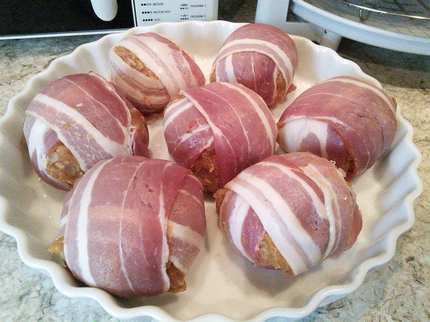 Karfiol rózsák fasírt-ba és bacon-ba csomagolva!